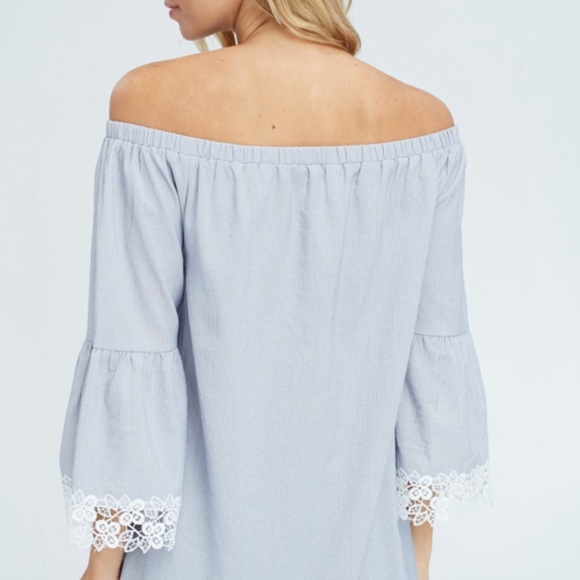 Lace Hem Off The Shoulder Top - Picture 5 of 8